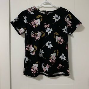 Black floral blouse